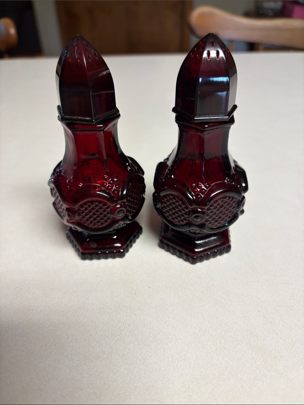 Vintage Avon Deep Ruby Glass Salt and Pepper Shaker Set